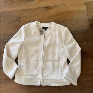 NWT-Ann Taylor Cream Textured Raw Edge Blazer